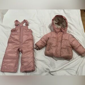 GAP Baby Pink Fleece Snowsuit 18-24